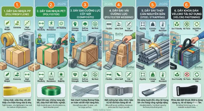 dây buộc thùng carton logistics