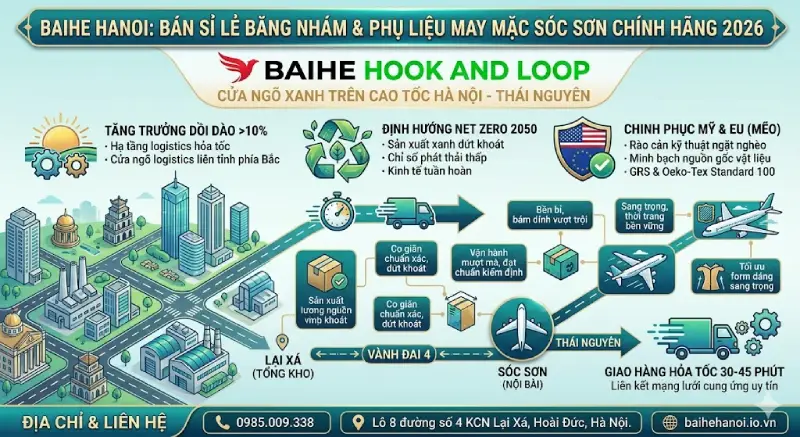 Địa chỉ bán sỉ lẻ băng nhám & phụ liệu may mặc Sóc Sơn chính hãng 2026