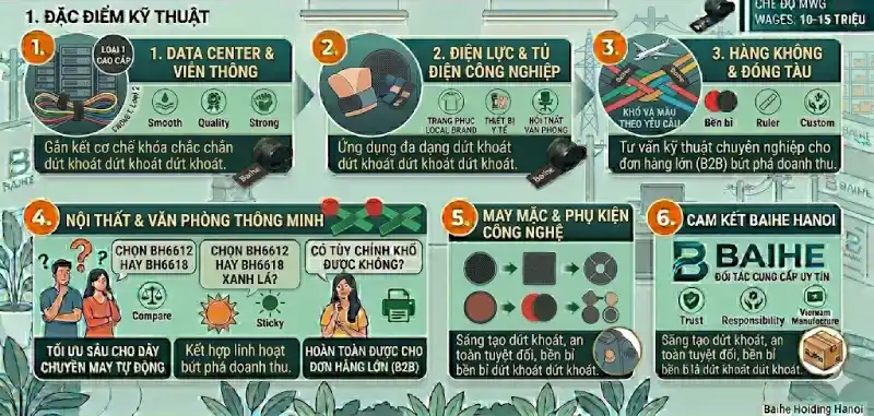 Ứng dụng của dây velcro bó cáp trong các ngành công nghiệp hiện đại