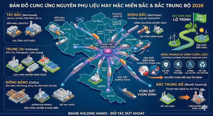 Địa chỉ nhà cung cấp bán sỉ lẻ nguyên phụ liệu ngành may mặc miền Bắc & Bắc Trung Bộ 2026