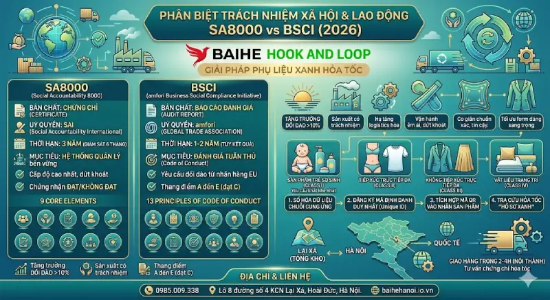 Chứng nhận về trách nhiệm xã hội và quyền lợi lao động SA8000 vs BSCI