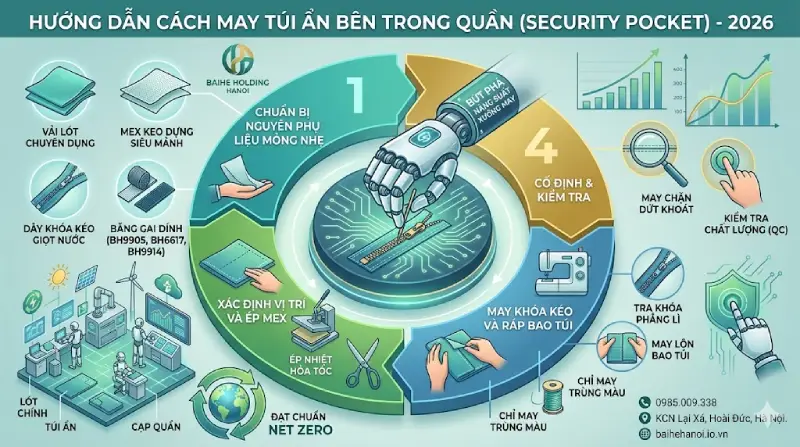 Cách may túi ẩn bên trong quần 2026
